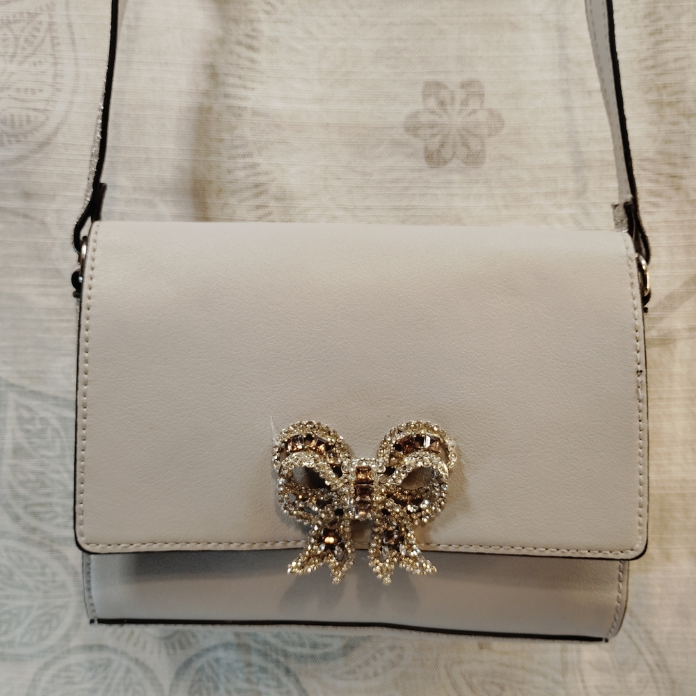 Aldo Grey Crossbody with Crystal Bow Detail